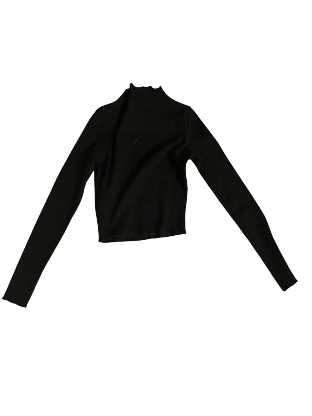Princess Polly Black Ribbed Long Sleeve Mock Neck Crop Top - Picture 2 of 4